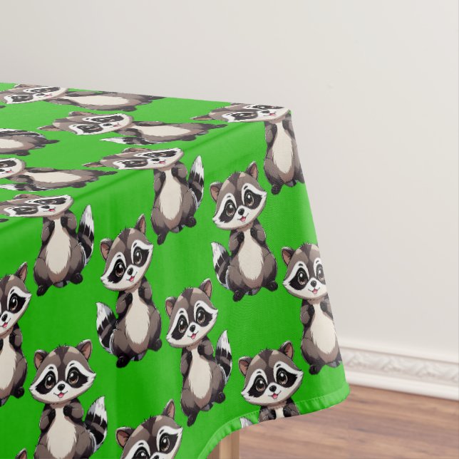 Mantel Raccoon Pattern Design Green  (In Situ)