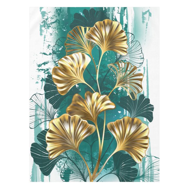 Mantel Rama con hojas doradas Ginko Biloba (Anverso)