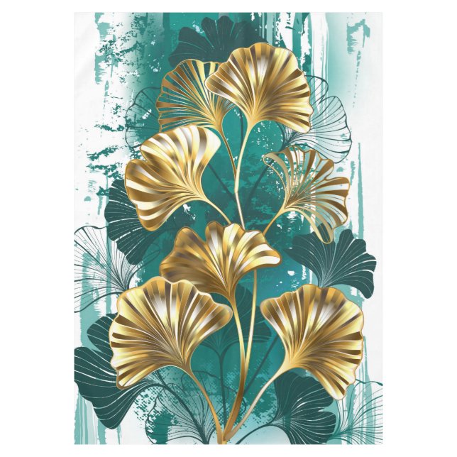 Mantel Rama con hojas doradas Ginko Biloba (Anverso)