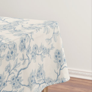 Mantel Ramas de flor de cerezo en azul y blanco apagado