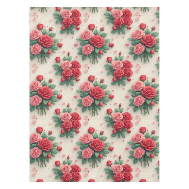 Mantel Ramos de rosas rosadas y rojas elegantes (Anverso)