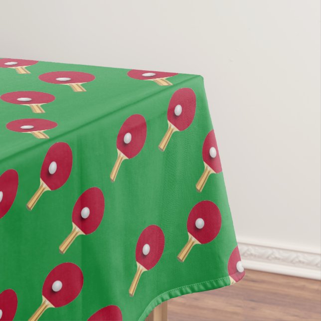 Mantel Raqueta de tenis de mesa y bola en verde (In Situ)