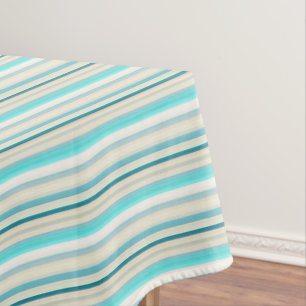 Mantel Rayas blancas y aqua lindas