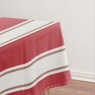 Mantel Rayas Clásicas de Ratón Rojo, Blanco y Mocha