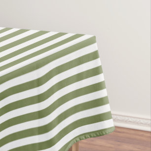 Mantel Rayas de caramelo verde oliva y blanco