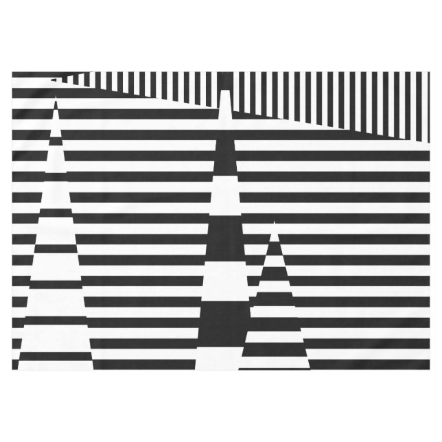 Mantel Rayas en franjas en blanco y negro (Frente (Horizontal))