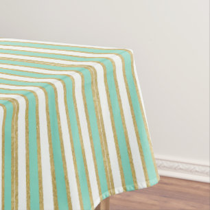 Mantel Rayas Modernas de Oro y Menta