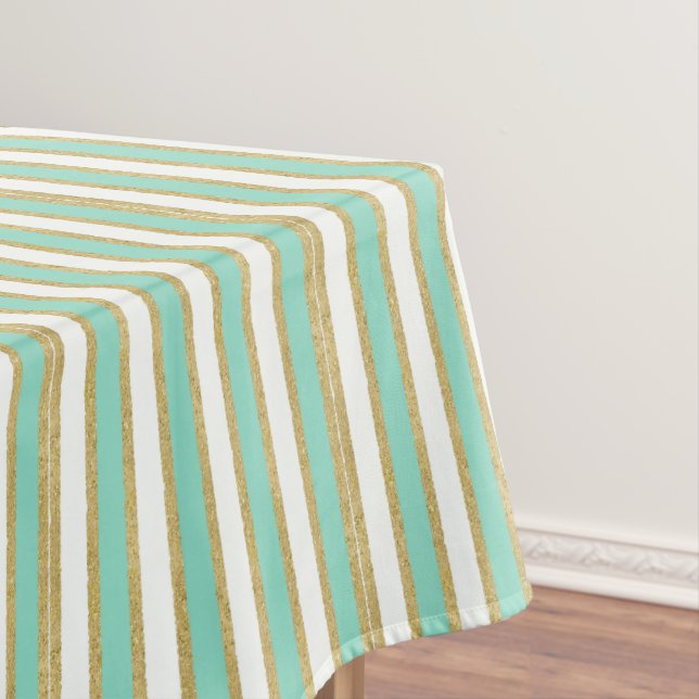 Mantel Rayas Modernas de Oro y Menta (In Situ)