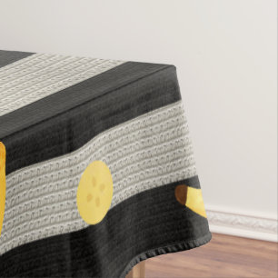 Mantel Rayas Modernas de Plátano Negro y Blanco