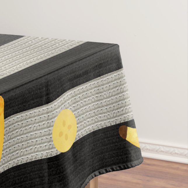 Mantel Rayas Modernas de Plátano Negro y Blanco (In Situ)