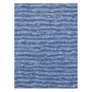 Mantel Rayas puntas de tela de barro en azul índigo