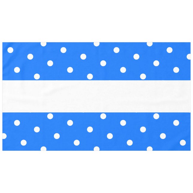 Mantel Rayas punteadas de Polka blanco azul brillante y d (Frente (Horizontal))