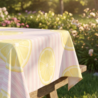 Mantel Rayas rosadas limón amarillo