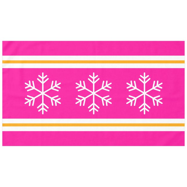 Mantel Rayas rosadas triple nórdica blanca copos de nieve (Frente (Horizontal))