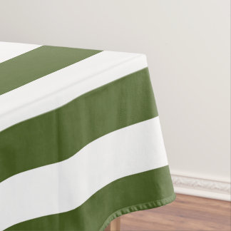 Mantel Rayas Verdes Musgo Oscuro y Blanco