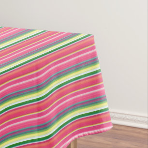 Mantel Rayas verdes rosadas gruesas