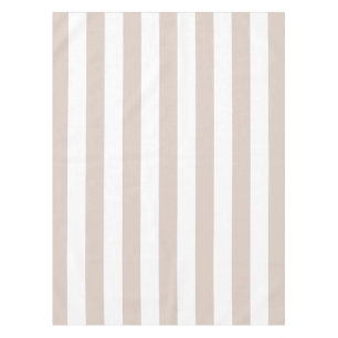 Mantel Rayas Verticales Beige Y Rayas Blancas