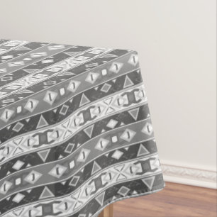 Mantel Rayas y formas geométricas gris blanco