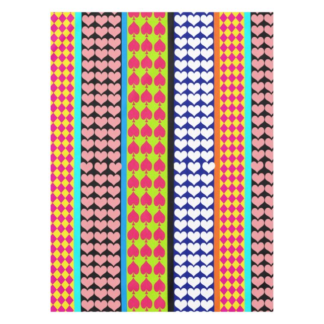 Mantel Rayos Corazones Diamantes Diseño Mezclado Boho (Anverso)