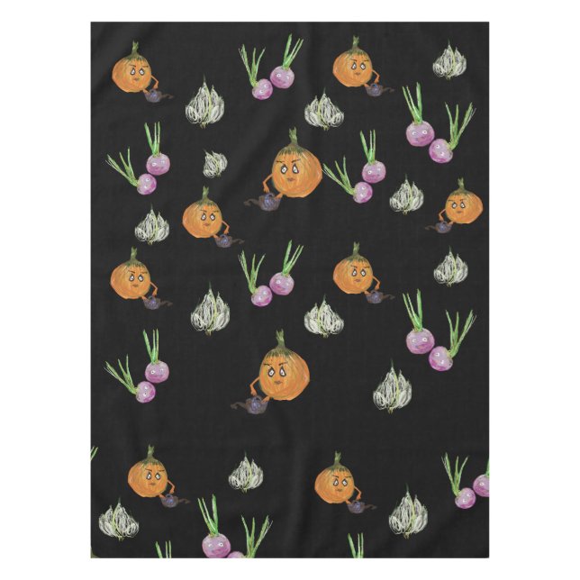 Mantel Razas, cebollas y ajo. (Anverso)