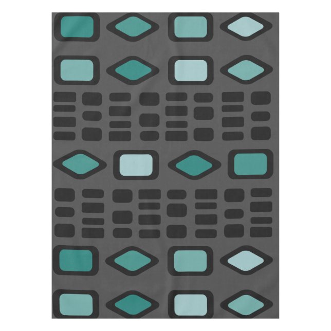 Mantel Rectángulos de diamantes retro Turquesa negra (Anverso)
