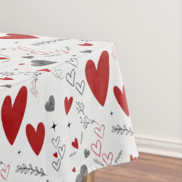Mantel Red and Black Doodle Hearts Love 