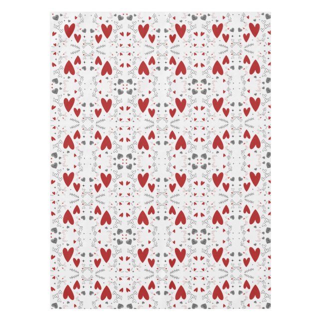 Mantel Red and Black Retro Hand Drawn Hearts Love  (Anverso)