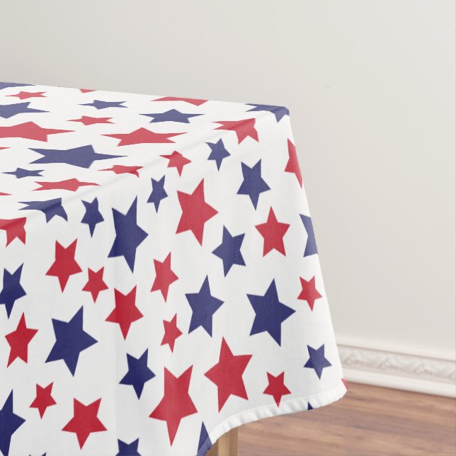 Mantel Red and Blue Stars, 4th of July, White Background (In Situ)