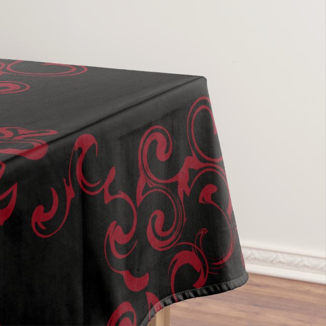 Mantel Red & Black Swirl Gothic Boda (In Situ)
