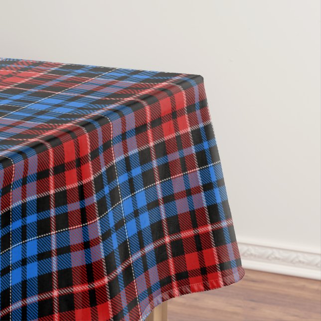 Mantel Red Blue On Black Plaid Tartan Design  (In Situ)