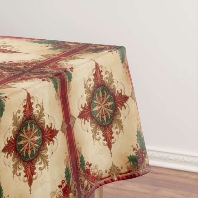 Mantel Red Decorative Holiday Tablecloth (In Situ)