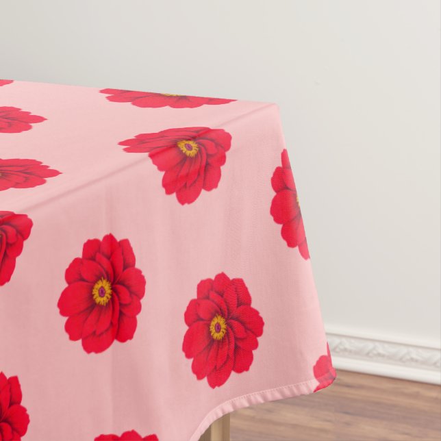 Mantel Red Flower Seamless Pattern Tablecloth (In Situ)