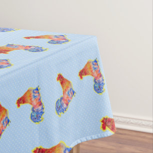 Mantel Red Funny Rooster Cockerel Blue and White Spots