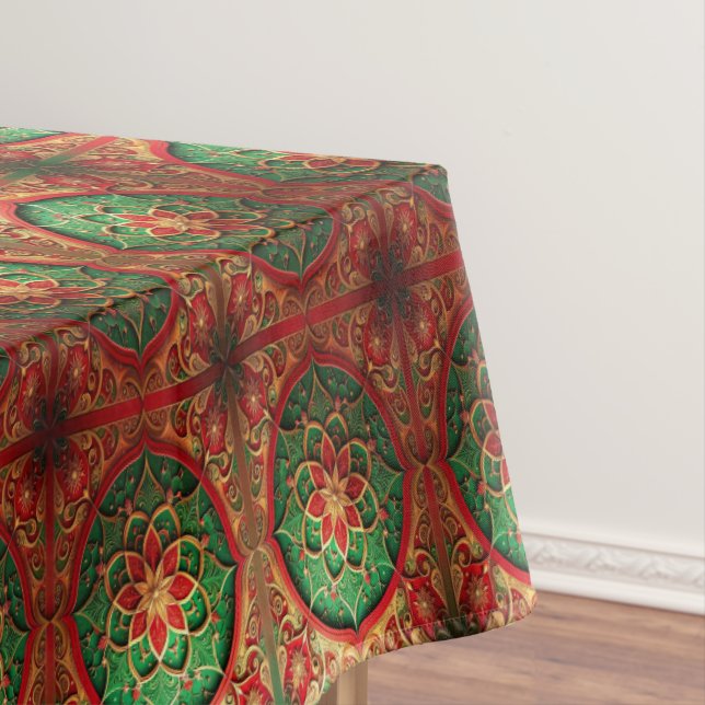 Mantel Red Green Decorative Holiday Tablecloth (In Situ)