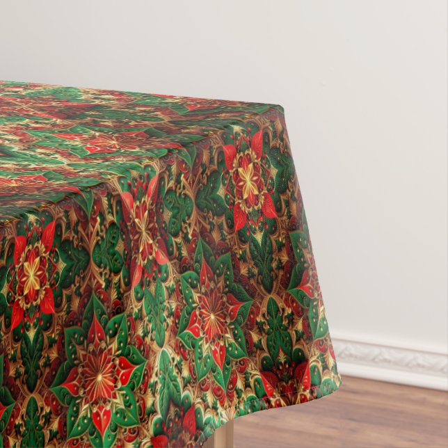 Mantel Red Green Decorative Holiday Tablecloth (In Situ)