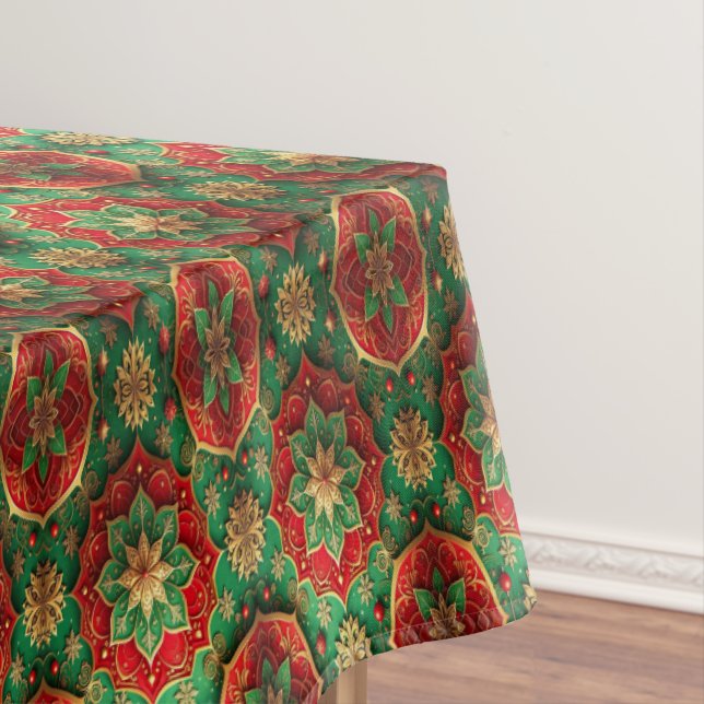 Mantel Red Green Decorative Holiday Tablecloth (In Situ)