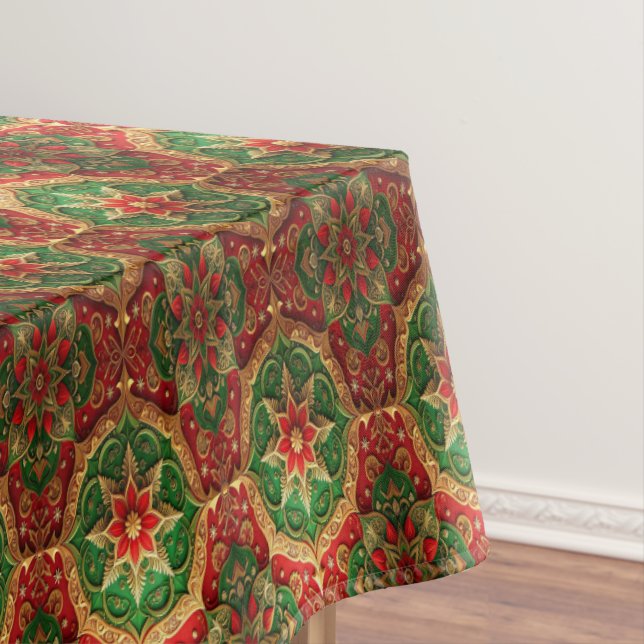 Mantel Red Green Decorative Holiday Tablecloth (In Situ)