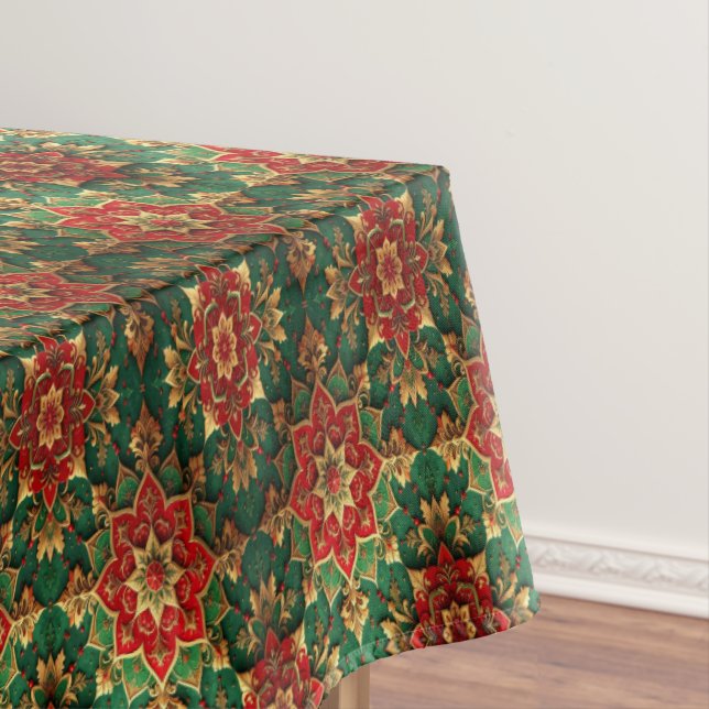 Mantel Red Green Decorative Holiday Tablecloth (In Situ)