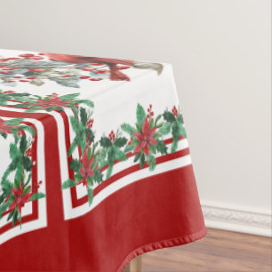 Mantel Red Mockingbird Poinsettia Borders Red