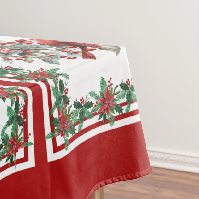 Mantel Red Mockingbird Poinsettia Borders Red (In Situ)