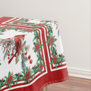 Mantel Red Mockingbird Poinsettia Borders Red