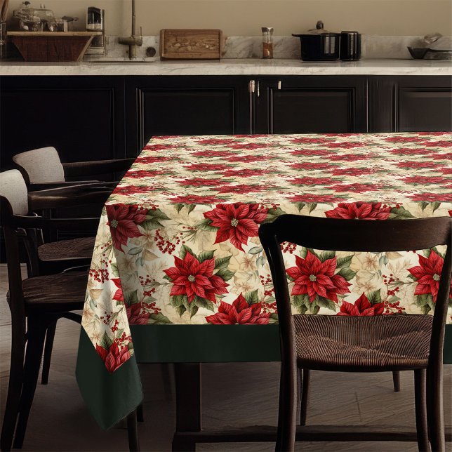 Mantel Red Poinsettia Tablecloth Classic Holiday Decor (Red Poinsettia Tablecloth Classic Holiday Decor)