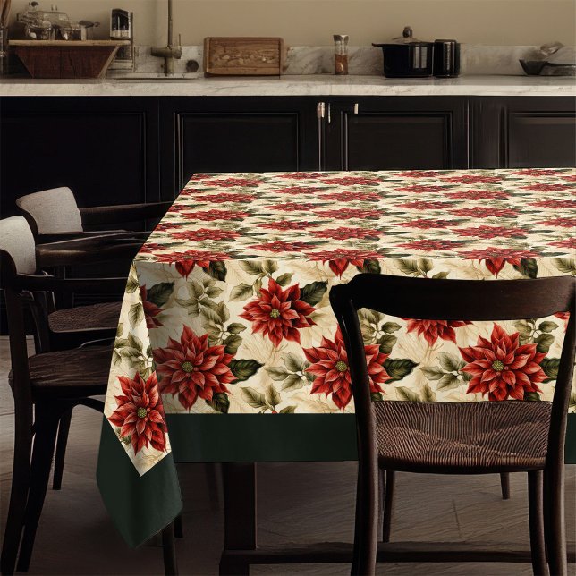 Mantel Red Poinsettia Tablecloth Watercolor Christmas (Red Poinsettia Tablecloth Watercolor Christmas)