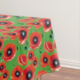 Mantel Red Poppies Apple Green