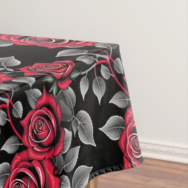 Mantel Red Roses On A Black Background (In Situ)