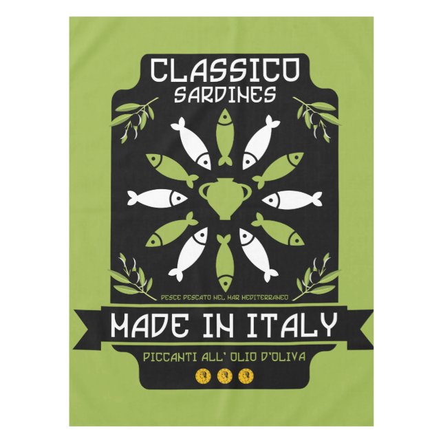 Mantel Regalo de cocina impresa de arte sardino italiano (Anverso)