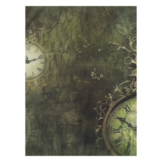 Mantel Reloj de Steampunk Rústico Esmeralda Verde (9) (Anverso)