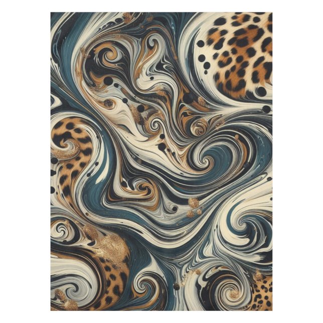 Mantel Remolino de estampado de leopardo abstracto (Anverso)