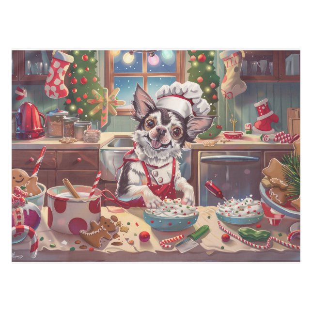 Mantel Repostería Navideña con Crested Chino: Navidad Fes (Frente (Horizontal))