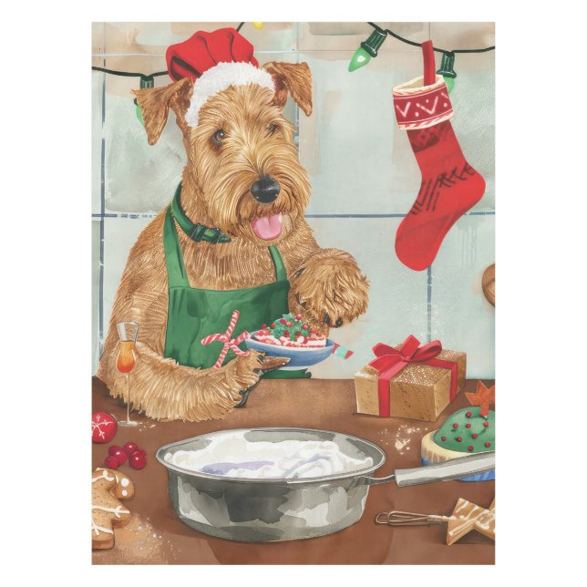 Mantel Repostería Navideña de Airedale Terrier: Navidad F (Anverso)